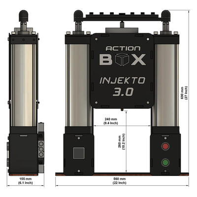 INJEKTO 3 small injection molder dimensions by Action BOX