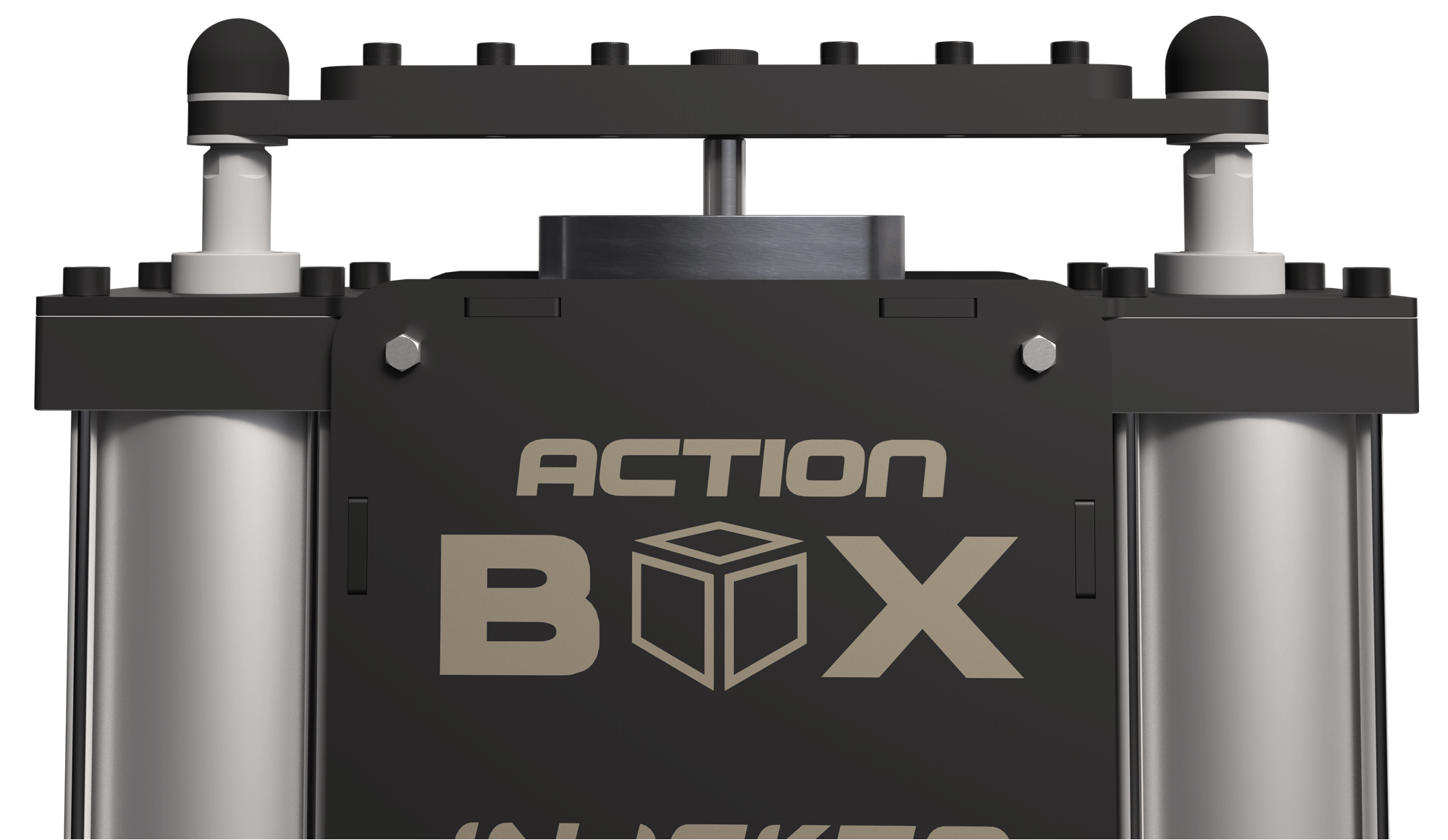 Top half view of the INJEKTO 3 small injection molding machine and mini injection molder for plastic. Created by Action BOX. Also known as INJECTO.