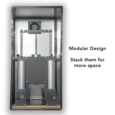 A modular stainless steel ventilation box for fume extraction used with INJEKTO 3, 3D printers, soldering, welding and more.
