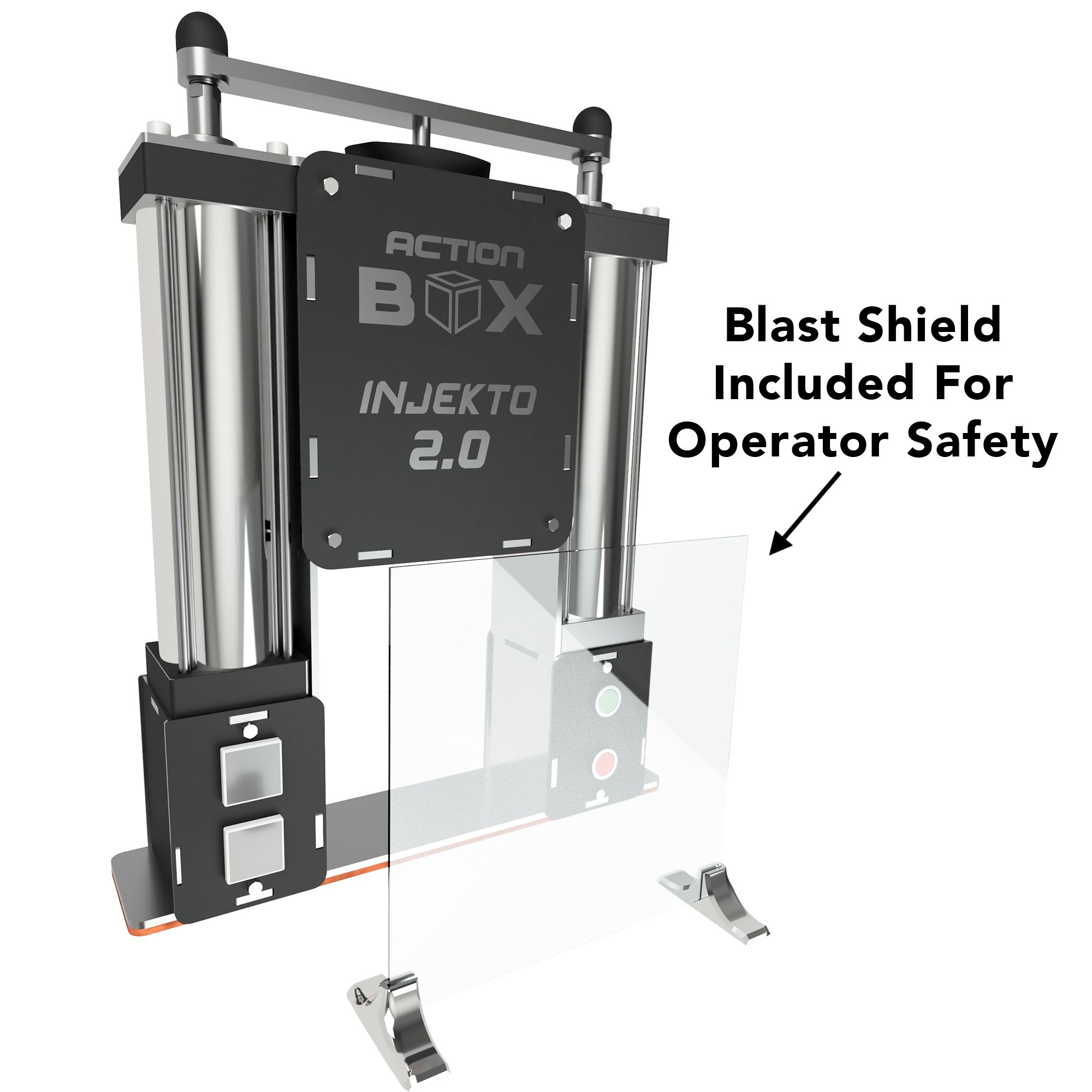 INJEKTO 2.0 INJECTO 2.0 Desktop Plastic Injection Machine (Small Injection Molding Machine) Kit by Action BOX who also make SHREDII small desktop shredder kits. Blast shield is included for safety.