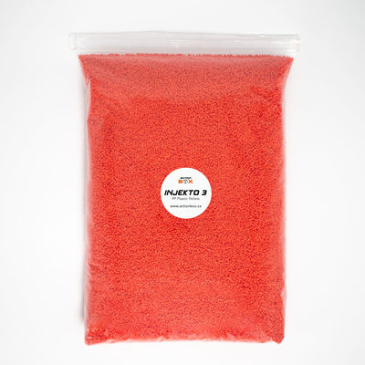 Bag of easy flow PP plastic pellets for use with injection molders for injection molding. Compatible with INJEKTO 3 by Action BOX.