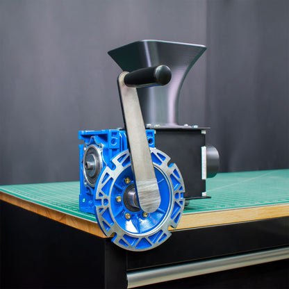 SHREDII 6.0 Mechanical Kit by Action BOX with Hand Crank. Mini industrial shredder used to shred plastic, bottles, metal compatible with a motor.