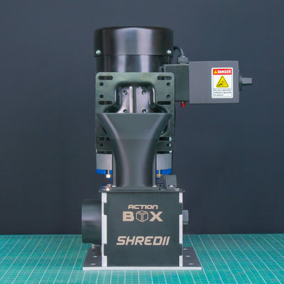 SHREDII 8 Mechanical Kit by Action BOX. Mini industrial shredder used to shred plastic, bottles, metal compatible with a motor. Shredder for tough materials.