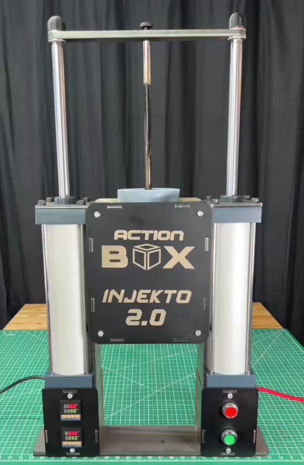 INJEKTO 2.0 by Action BOX Demonstration of the injection ram going up and down through the heating chamber. This is a desktop plastic injection machine kit.